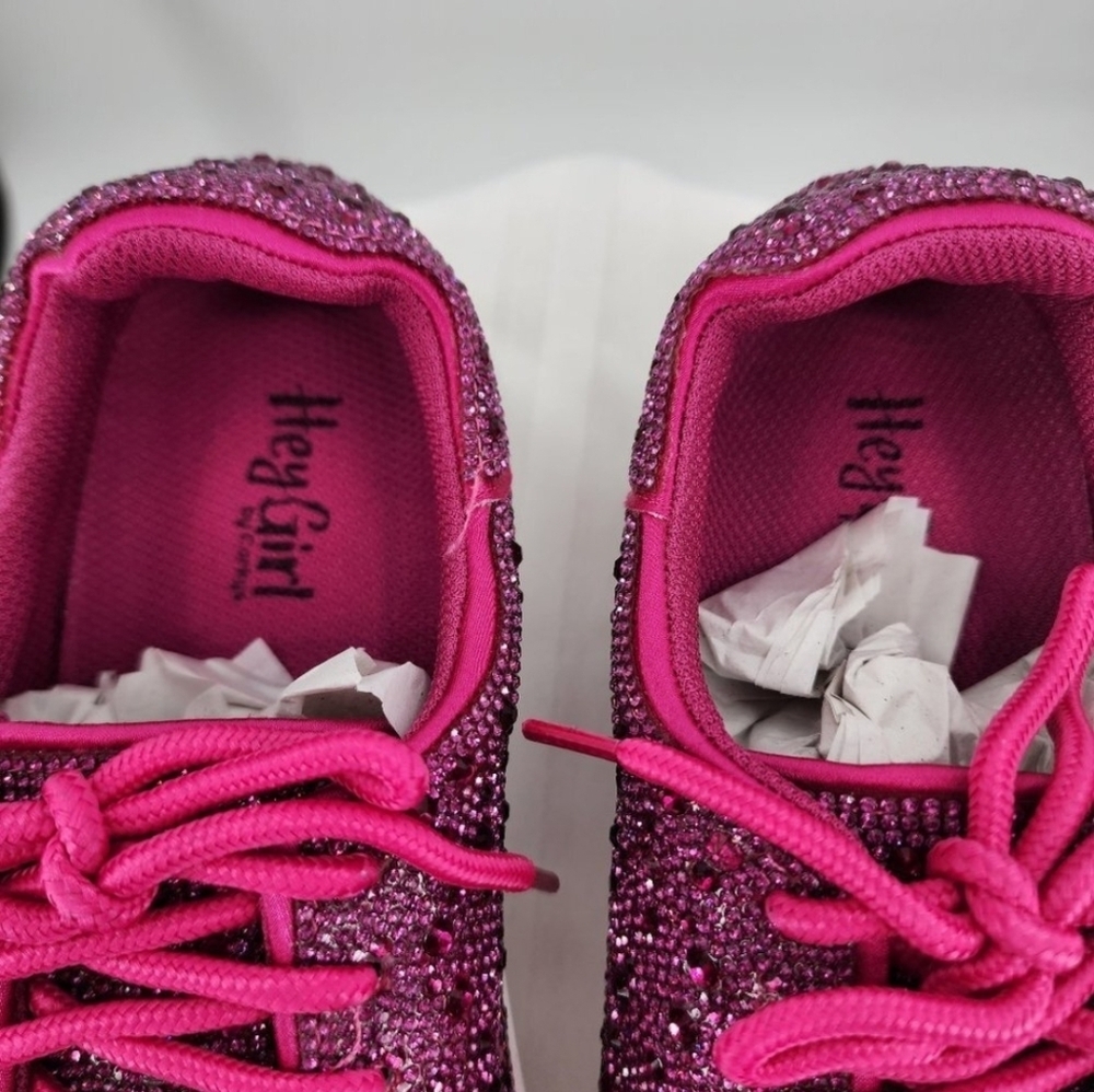 CORKYS Bedazzled Fuchsia Pink Rhinestone Sneakers Tennis Shoes 9 NWOT - Picture 4 of 9